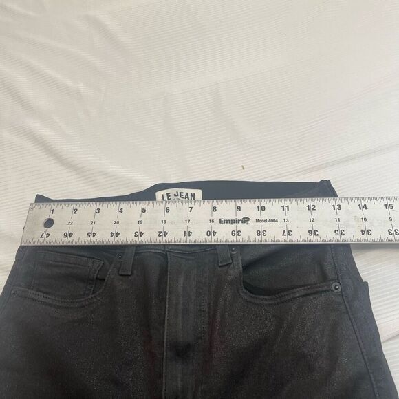 Le Jean By Charlie Gay High Rise Sabine Straight Black Waxed Denim Jeans Size 26 - Picture 2 of 9